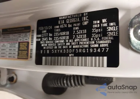 2024 Kia Sportage Ex из США, поврежденный, VIN 5XYK33DF5RG193477